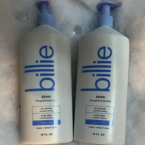 (2) Billie Sensi Ultra-Gentle Fragrance Free Body Lotion with Pump 18oz each